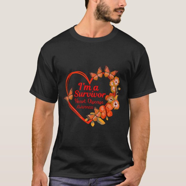 T-shirt I'm A Survivor Heart Disease Awareness Red Butterf (Devant)