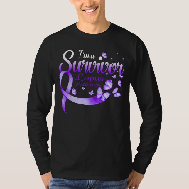T-shirt I'm A Survivor Lupus Awareness Butterfly Ribbon  (Devant)