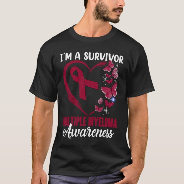 T-shirt I'm A Survivor Multiple Myeloma Awareness Moth Bu (Devant)
