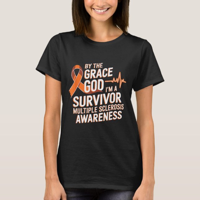 T-shirt Im A Survivor Orange Ribbon Multiple Sclerosis Awa (Devant)