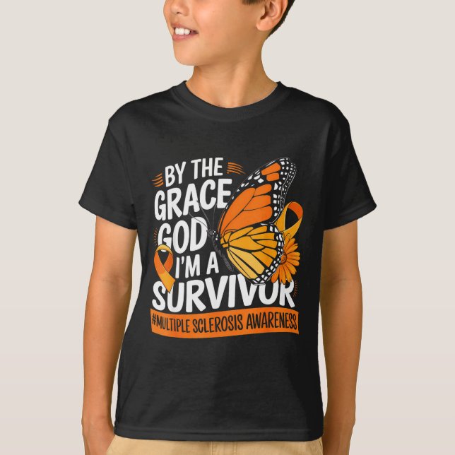 T-shirt Im A Survivor Orange Ribbon Multiple Sclerosis Awa (Devant)