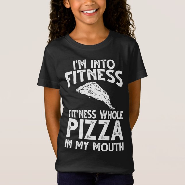T-Shirt Im Dans Fitness Pizza Dans Mon Exer De Gym Bouche  (Devant)