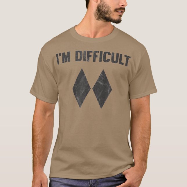 T-shirt Im Difficile Double Black Diamond Ski Snowboard (Devant)