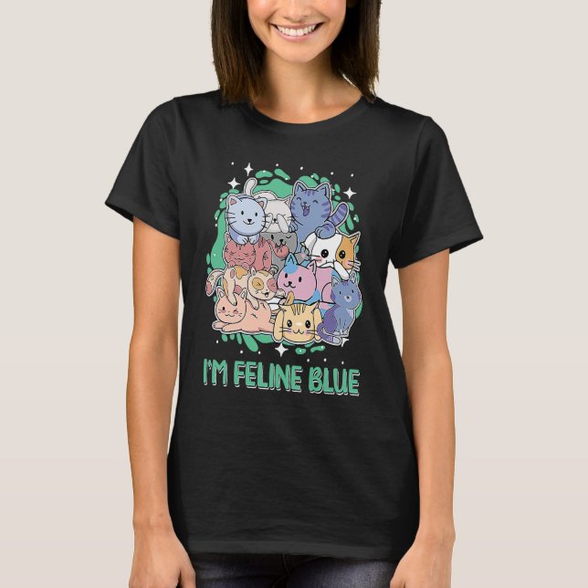 T-shirt Im Feline Blue Chat Kitten Humour Chat Maman (Devant)