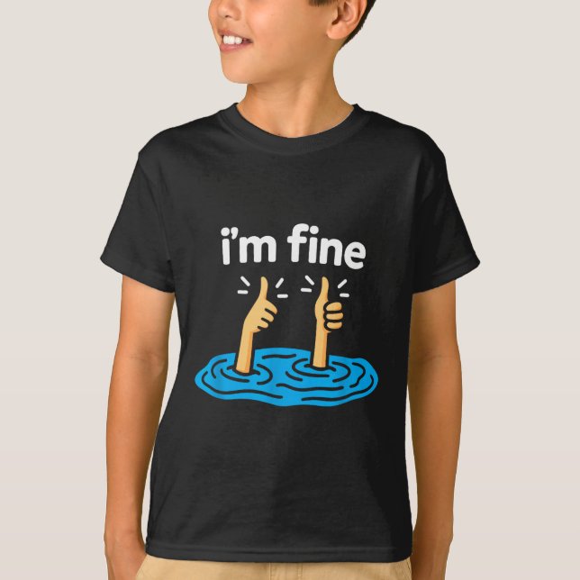 T-shirt I'm Fine Thumbs Up Two Like Hand Funny Sarcasm Hum (Devant)