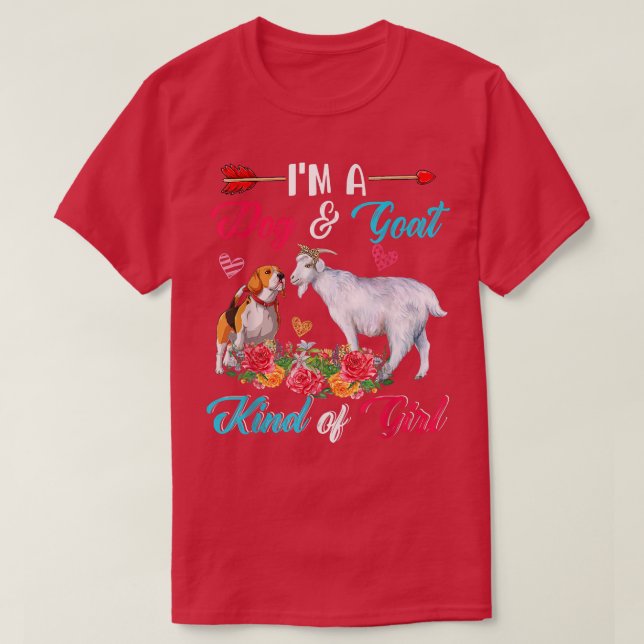 T-shirt I'm Funny Dog And Goat Kind Of Girl Farmer Floral  (Design devant)
