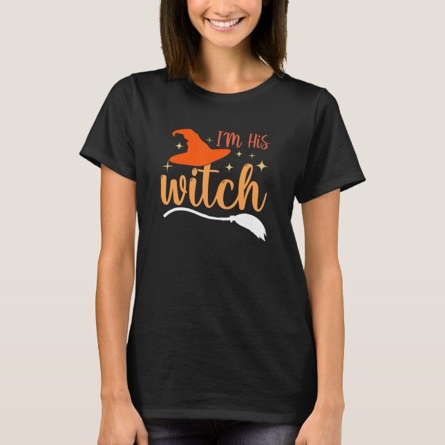 T-shirt I'm Her Boo I'm His Witch (Devant)