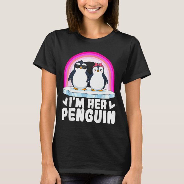 T-shirt I'm Her Penguin Matching Couple Valentine Love Hea (Devant)