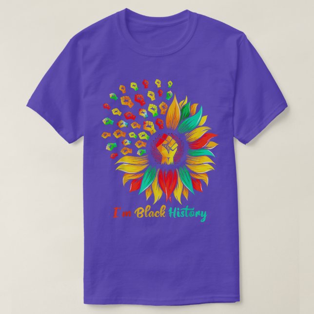 T-shirt Im Histoire noire Tournesol Poing Africain América (Design devant)