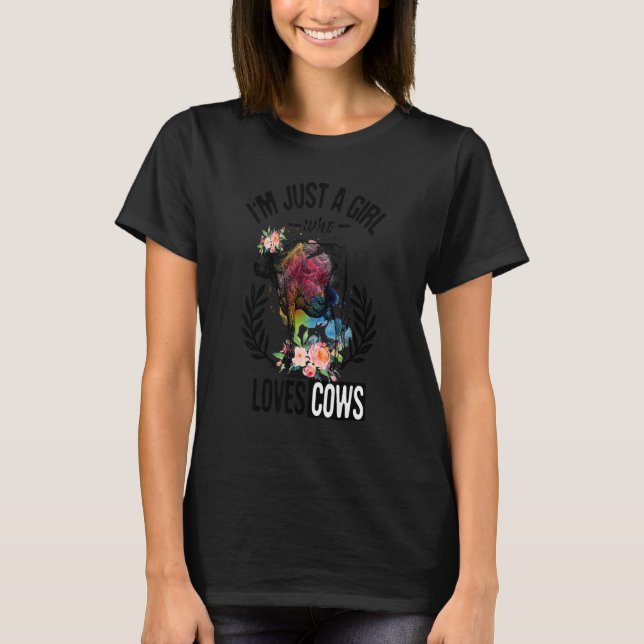 T-shirt I'm Just a Girl Who Loves Highland Cows Women Girl (Devant)