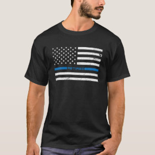 T-shirt Im Police Officier Retraité Drapeau Américain Bleu