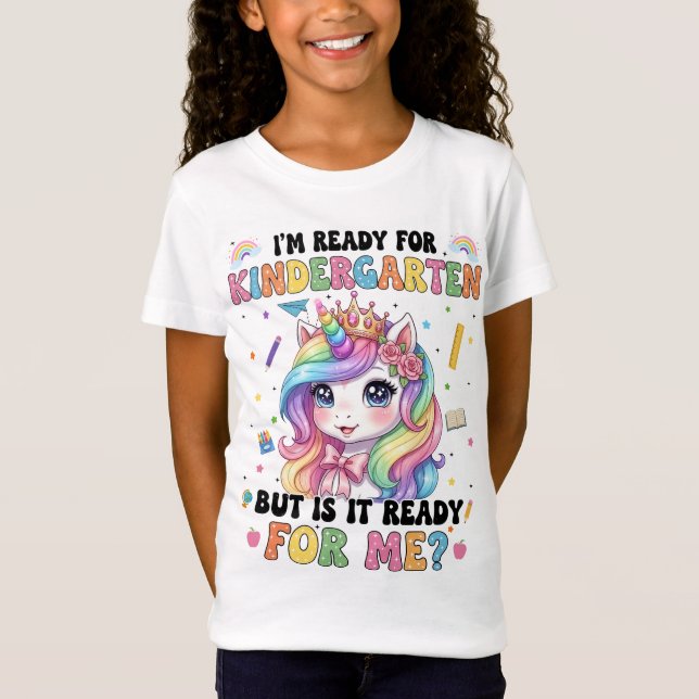 T-Shirt Im Ready For Kindergarten Cute Unicorn First Day (Devant)