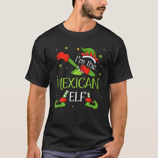 T-shirt I'm The Mexican Elf Dabbing Santa Claus Xmas Famil (Devant)