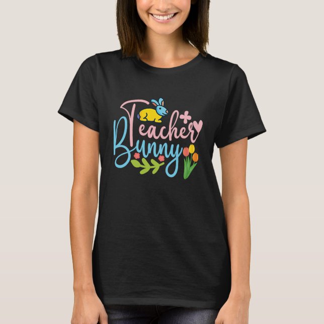 T-shirt I'm The Teacher Bunny Easter Day Rabbit Family Mat (Devant)