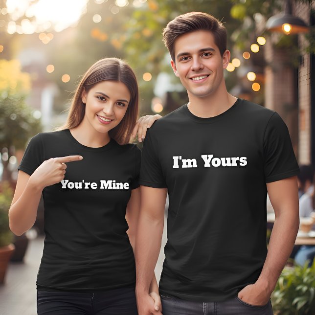 T-shirt I'm Yours Custom Text Black Mens Couples (Créateur téléchargé)