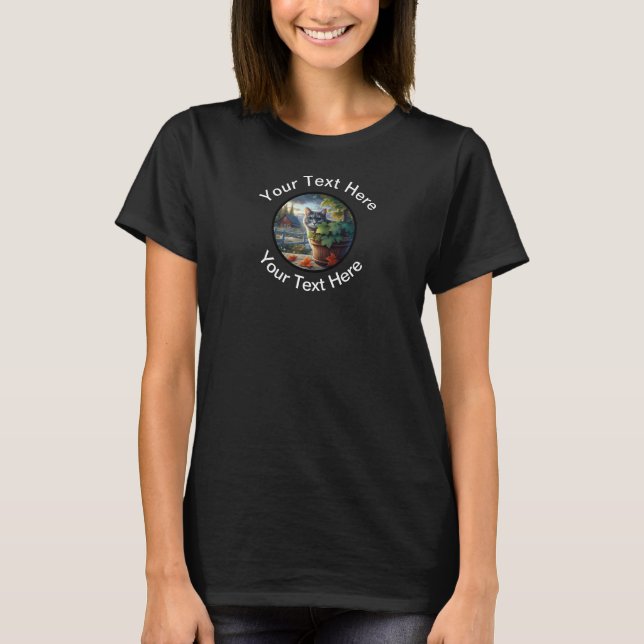 T-shirt Image 3D circulaire d'un chat domestique à courte  (Devant)