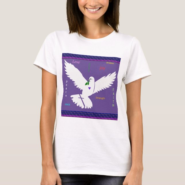 T-shirt image blanche de colombe de paix avec le texte (Devant)