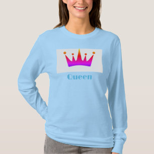 T-shirt Image Couronne de texte personnalisé Reine Bleu cl