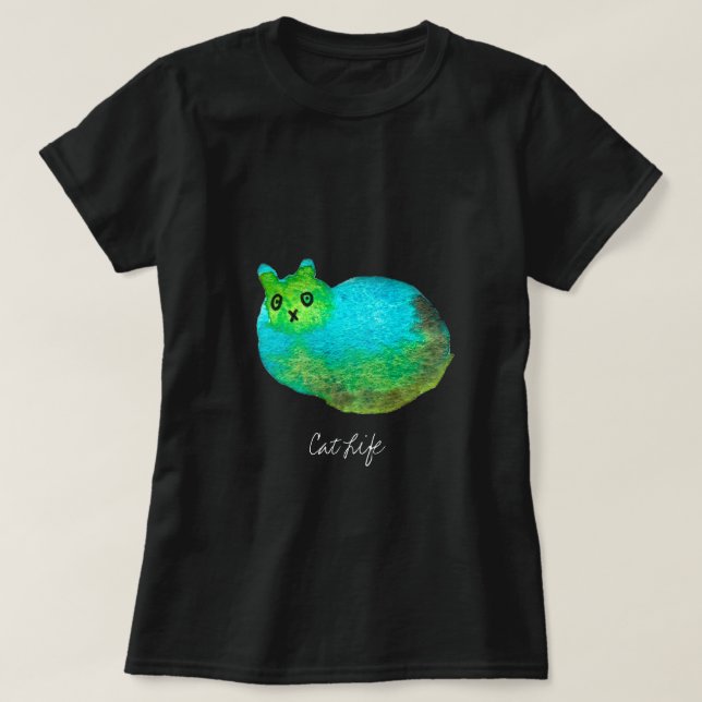 T-shirt Image d'art de chat bleu gras mou (Design devant)