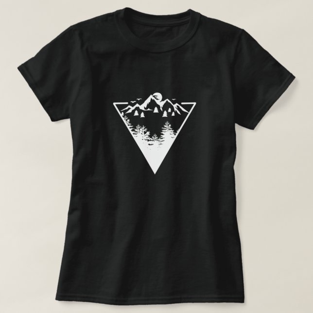 T-shirt Image de cadre triangle avec paysage sauvage (Design devant)