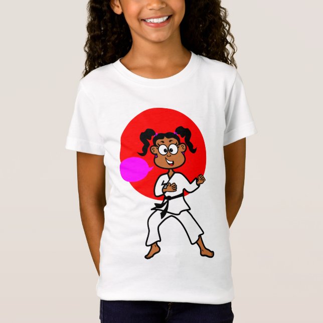 T-Shirt Image de fille de karaté d'Afro-américain sur le (Devant)