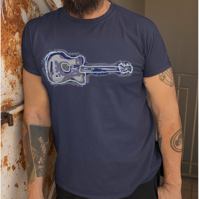 T-shirt image de guitare bleue (cool rock tee)
