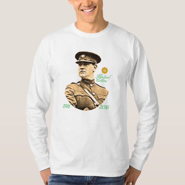 T-shirt Image de héros irlandais pour homme-long-manches-T (Devant)