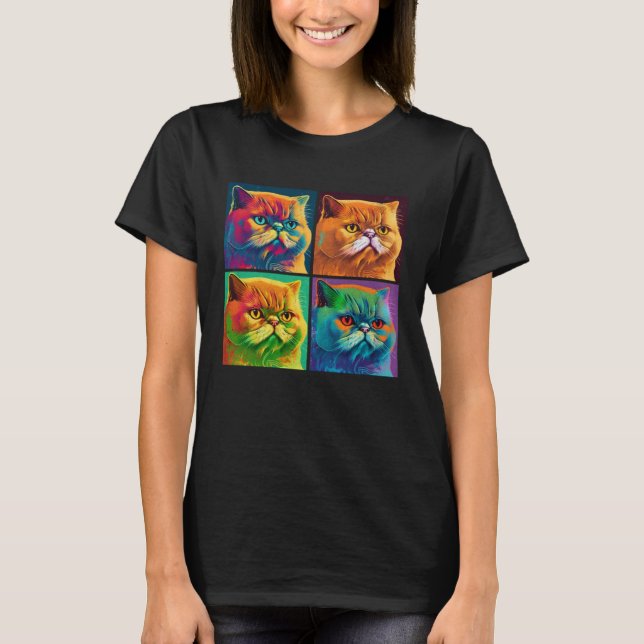 T-shirt Image de la pop de chat à courte distance exotique (Devant)