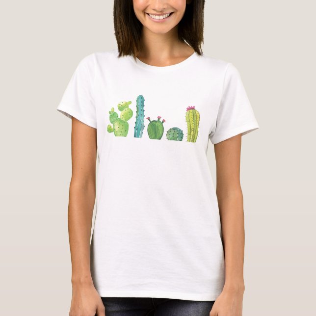 T-shirt Image de l'aquarelle Cactus (Devant)
