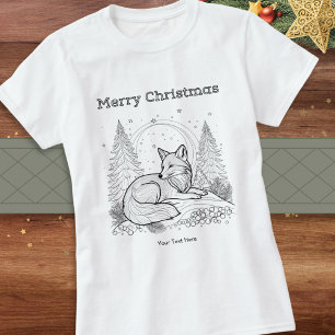 T-shirt Image de renard faune hivernale en ligne art pour