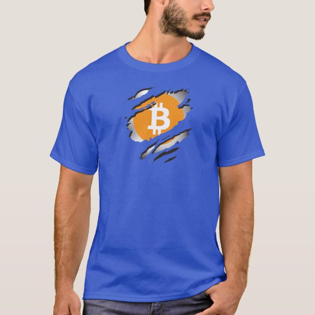 T-shirt Image déchirée de Bitcoin avec le logo révélé en d (Devant)