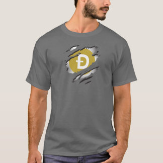 T-shirt Image déchirée de Dogecoin avec le logo révélé en