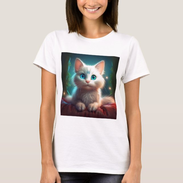 T-shirt Image D'Imaginaire D'Un Jeune Chat Albino (Devant)