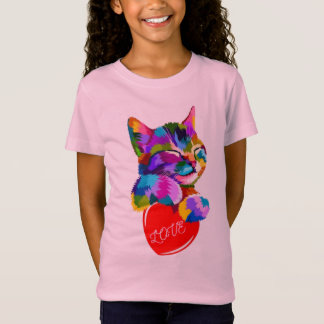 T-Shirt Image du chaton tenant le coeur.