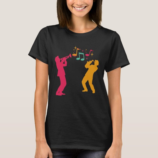 T-shirt Image du lecteur de trompette et de saxophone (Devant)