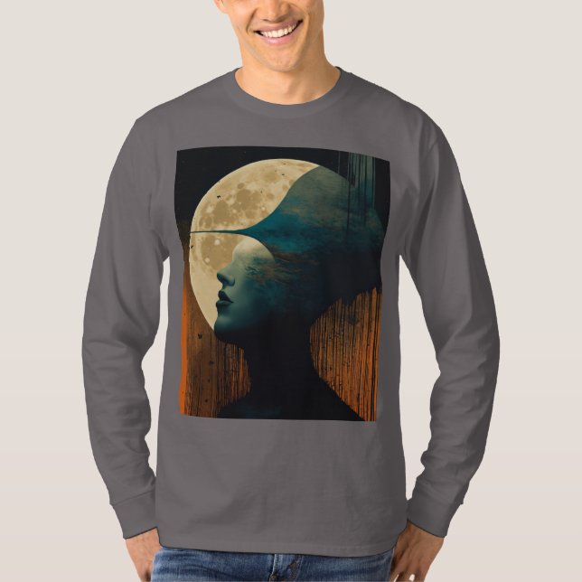 T-shirt Image du profil de la lune (Devant)