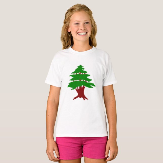 T-Shirt image patriotique premium du cèdre du Liba (Devant entier)