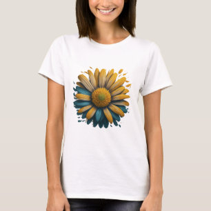 T-shirt image stylisée d'une marguerite fleurie,