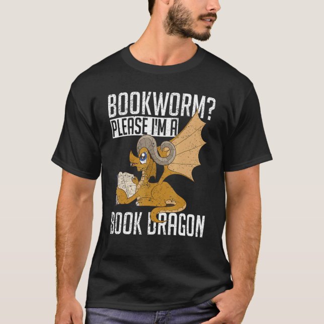 T-shirt Imaginaire Animal Livre Dragon Bookworm Livre Rea  (Devant)