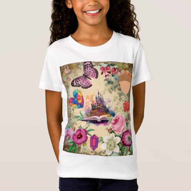 T-Shirt Imaginaire Castle Butterfly Fun Joli Design (Devant)