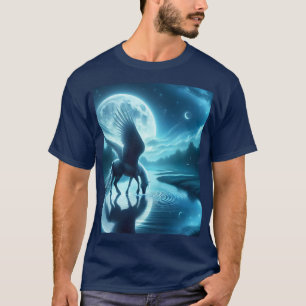 T-shirt Imaginaire Cheval mignon Ailes Lune
