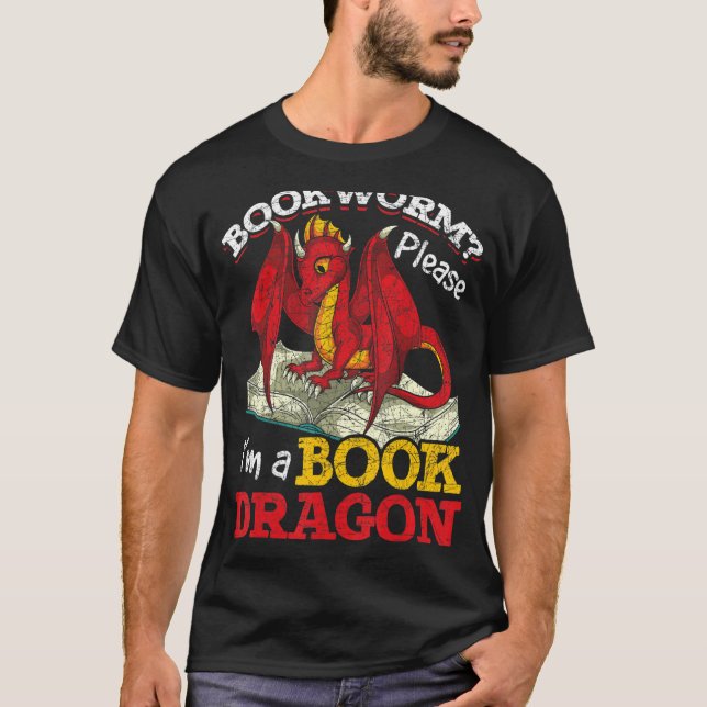 T-shirt Imaginaire Creature Lecture Bookworm Livre Dragon (Devant)