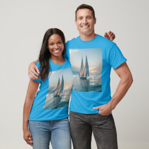 T-shirt Imaginaire Cute Boat Sea Sun