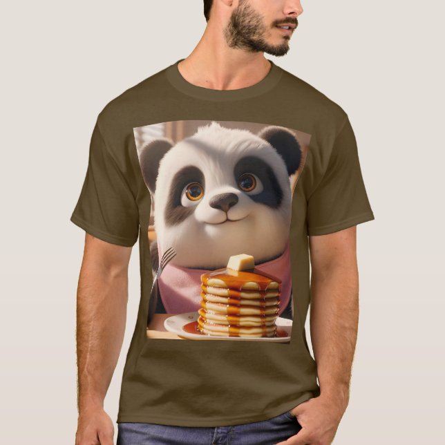 T-shirt Imaginaire Cute Panda Manger Pancakes (Devant)