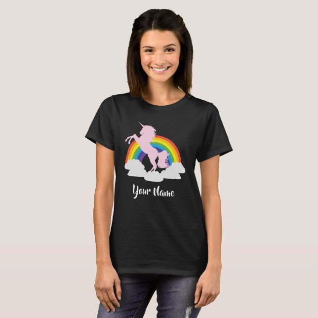 T-shirt Imaginaire d'arc-en-ciel de licorne personnalisé (Devant entier)