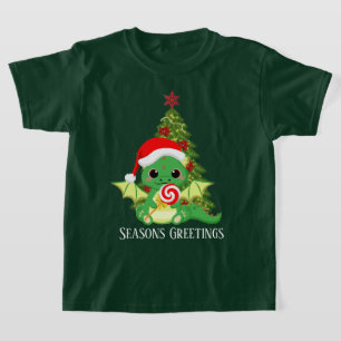 T-shirt imaginaire de Noël de fête dragon ajouter un tex