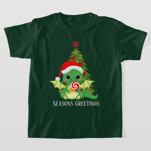 T-shirt imaginaire de Noël de fête dragon ajouter un texte (Poser)