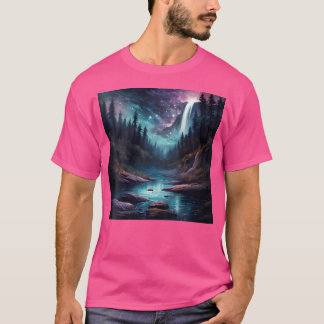 T-shirt Imaginaire Des Femmes Paysage Rivière Et Cascades