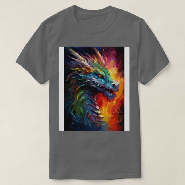 T-shirt Imaginaire Dragon Aquarelle Peinture Art Abstrait  (Design devant)