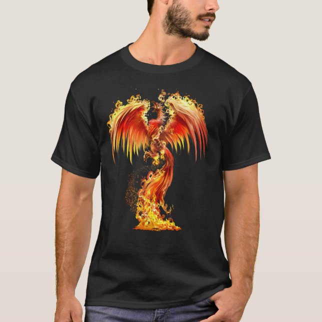 T-shirt Imaginaire Feu Orange Phoenix Se Lève De La Feu A (Devant)